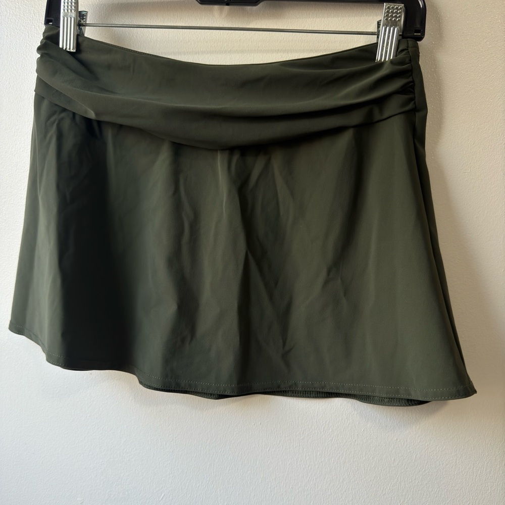 New Karla Colletto  Ruched Waistband Skirt Swim Coverup  A Line Stretch XS
